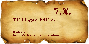 Tillinger Márk névjegykártya